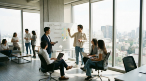 equipo diseñando sus OKR