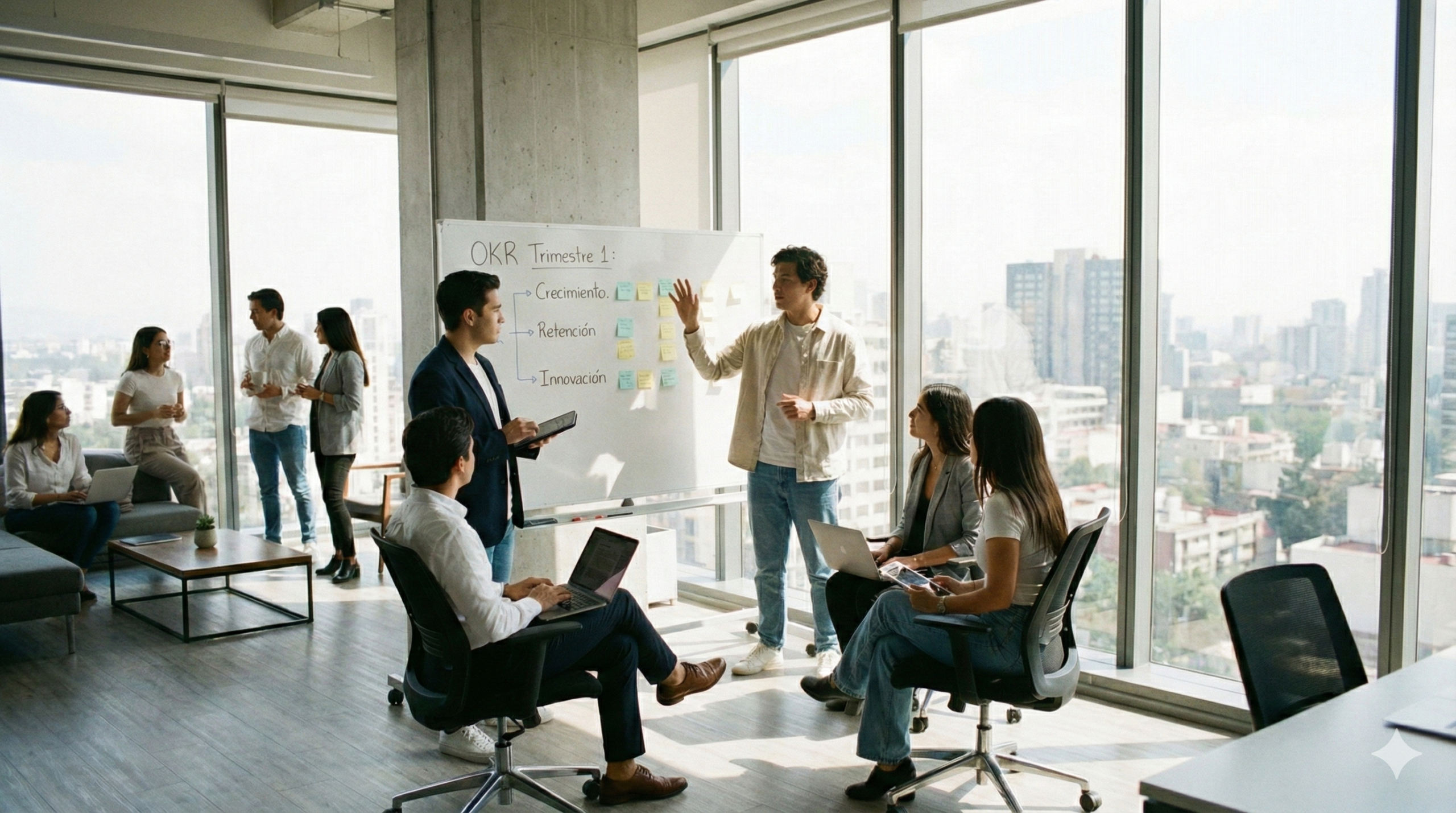 equipo diseñando sus OKR